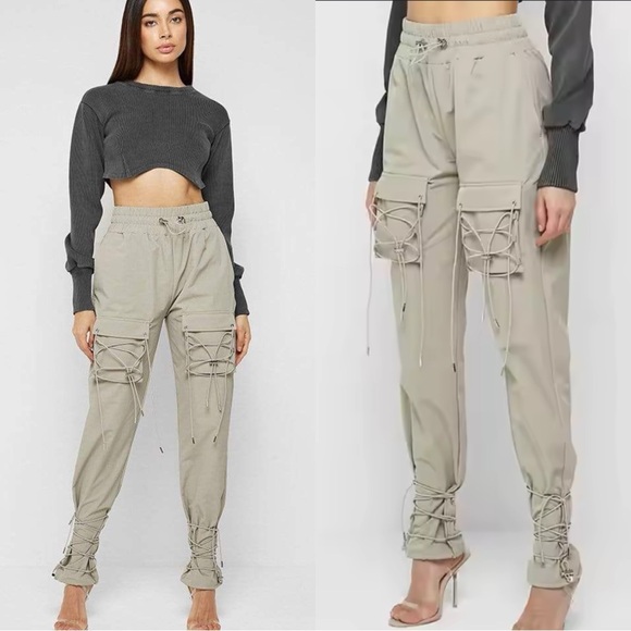 MANIERE DE VOIR Bunjee Cargo High Rise Trousers Pants